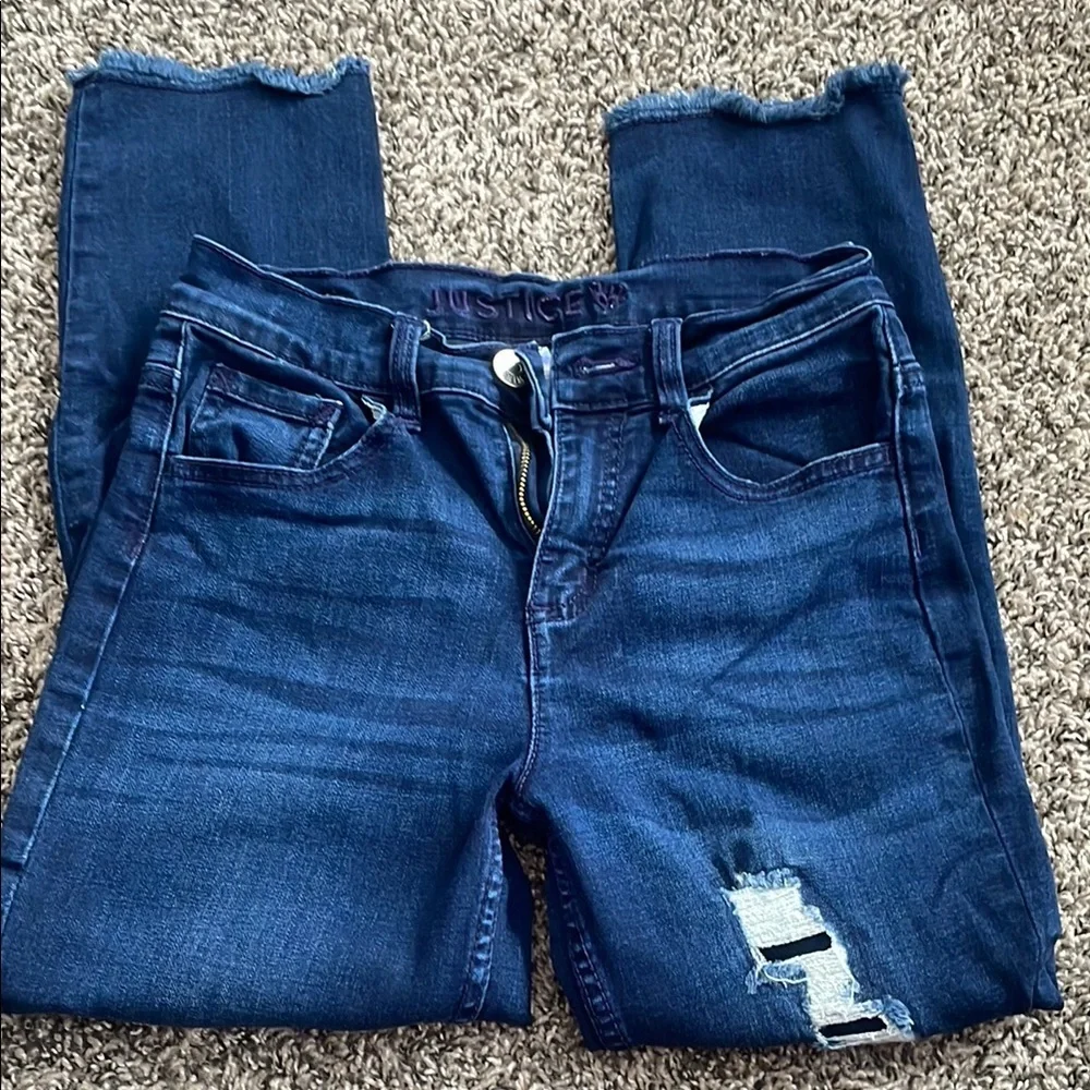 Justice Kids' Distressed Dark Blue Jeans